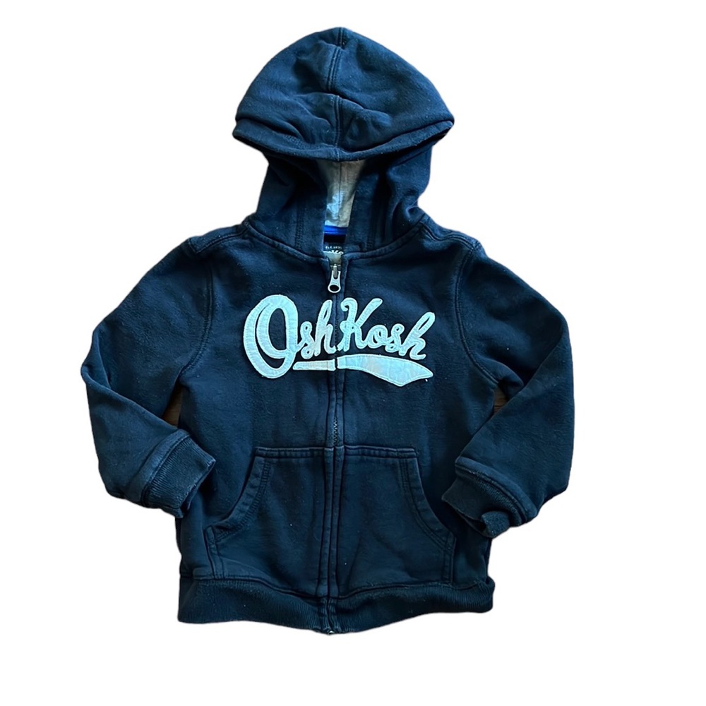 Black Oshkosh Zippered Hooded Sweatshirt Size 4T